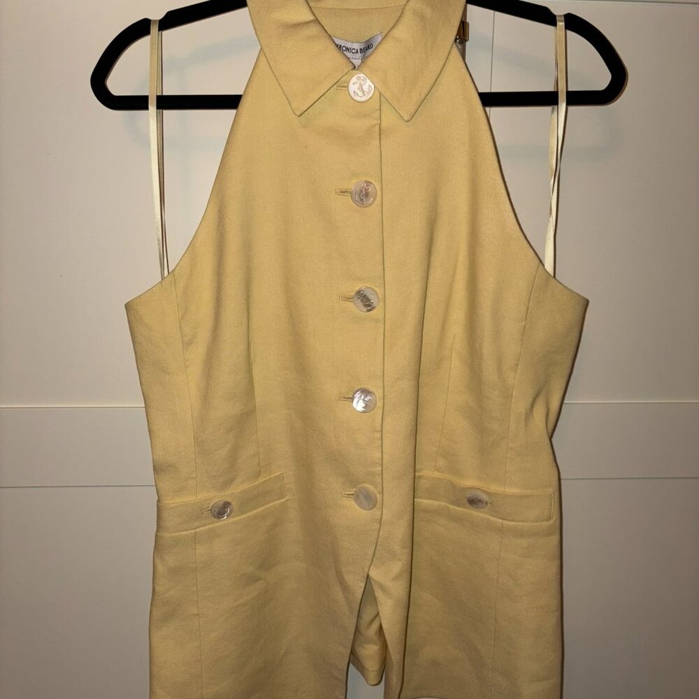 Veronica Beard Orlinda Halter Neck Vest – Chamomile • NWT • Retail ~$578